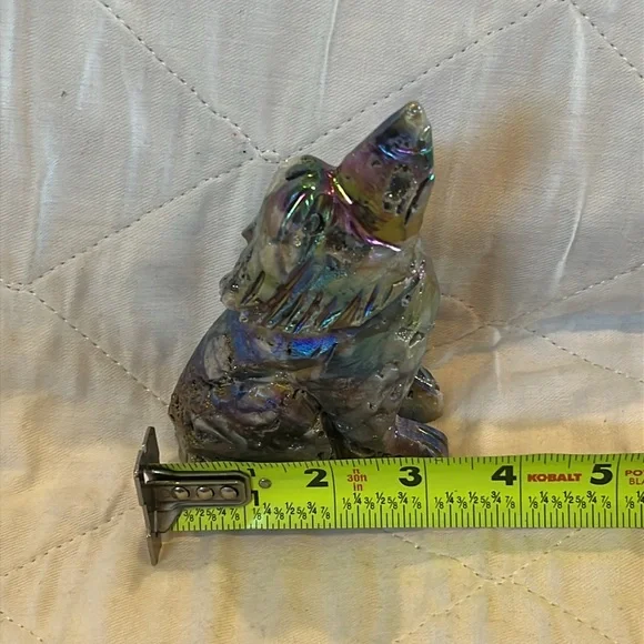 Aurora Sphalerite Wolf 🐺 Crystal Gemstone Carving NWOT